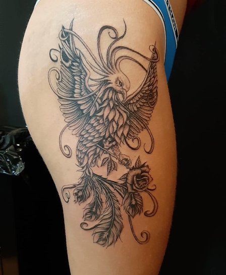 Realistic tattoo phoenix