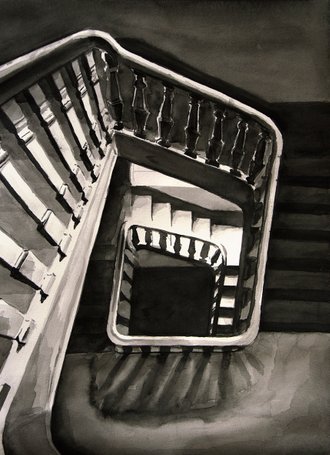 ink painting stairs by Natascha Mattens 2016